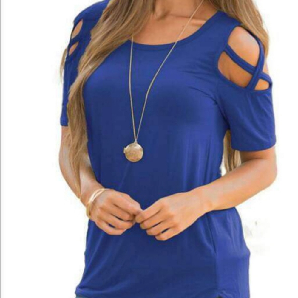 Cut out cross cold shoulder top